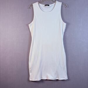 BTFBM White Ribbed Bodycon Tank Dress Sleeveless Size XL CLEAN‎